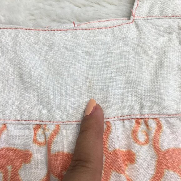 EGG Baby Girl Pink White 100% Linen Monkey Print Dress Size 12-18 Months - Picture 4 of 12